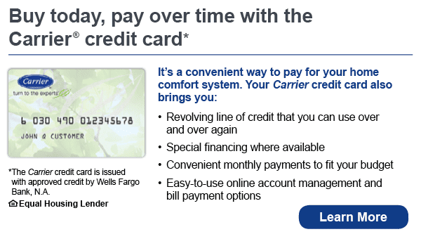 Carrier credit card and financing image.