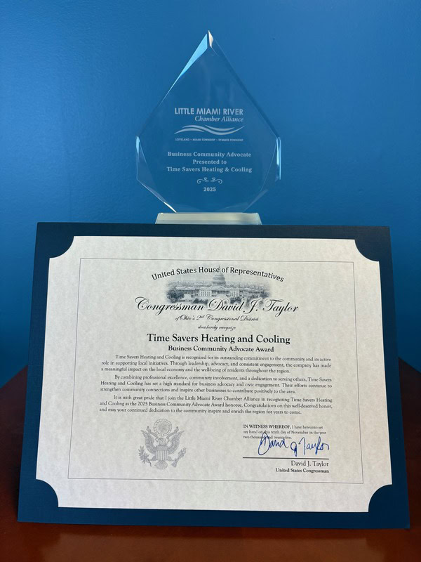 Image of the Little Miami River Chamber Alliance award for Business Community Advocate.